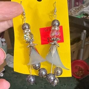 Elegant Silver and Gray Dangle Earrings